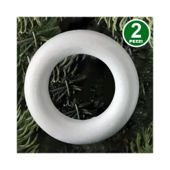 2 ANELLI CERCHI DI POLISTIROLO 32CM BIANCHI DECORAZIONI NATALIZIE ADDOBBI NATALE