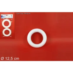 2 ANELLI CERCHI POLISTIROLO 12,5CM BIANCHI DECORAZIONI NATALIZIE ADDOBBI NATALE