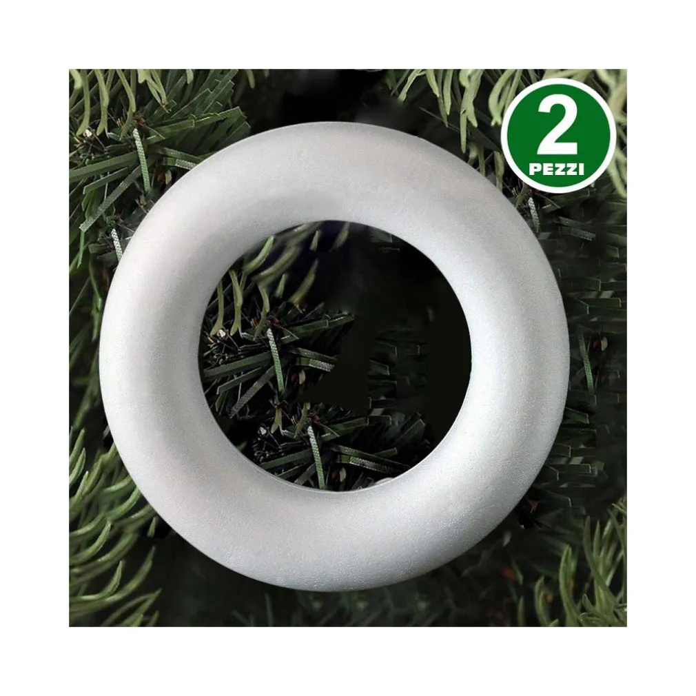 2 ANELLI DI POLISTIROLO 23 CM BIANCHI PER DECORAZIONI NATALIZIE ADDOBBI NATALE