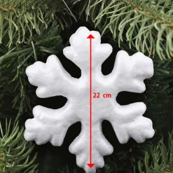 6 APPENDINI FIOCCHI DI NEVE IN POLISTIROLO 22CM BIANCHI DECORAZIONI NATALIZIE