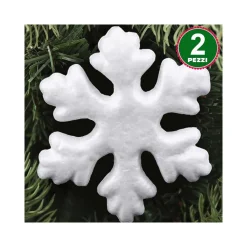 2 APPENDINI FIOCCO DI NEVE IN POLISTIROLO 40CM BIANCHI DECORAZIONI NATALIZIE