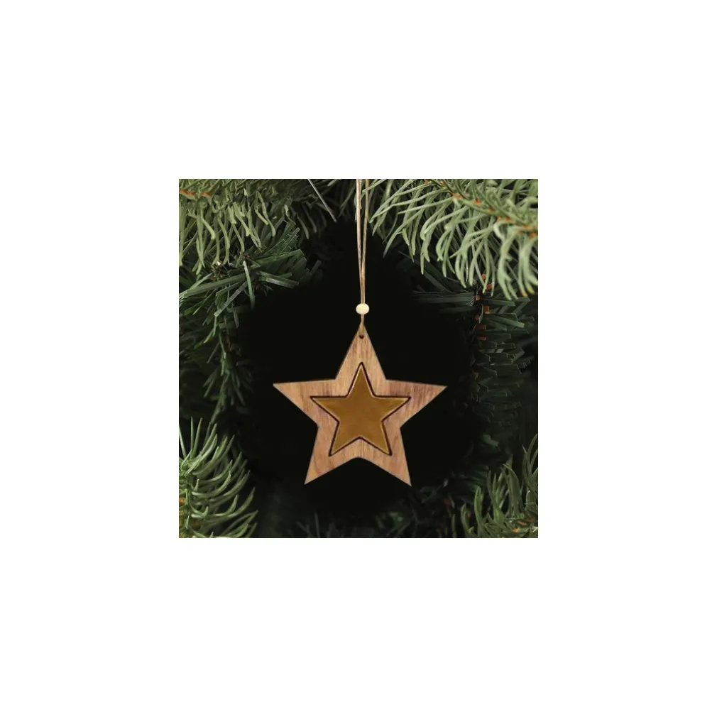 3 APPENDINI NATALE IN LEGNO STELLA ALBERO CUORE ORO DECORAZIONI NATALIZIE