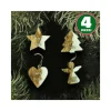 4 APPENDINI NATALE LEGNO OVATTA FORMA STELLA ALBERO ANGELO CUORE CON SCRITTA BUONE FESTE