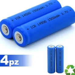4 BATTERIA AGLI IONI DI LITIO DA 3,7V 1500MAH ICR 14500 PER MICROFONO MOD AEREO