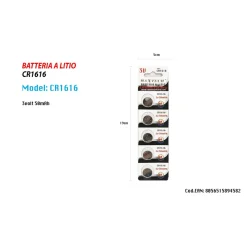 5 BATTERIE CR1616 3V PILE A BOTTONE PER OROLOGI TELECOMANDI APPARECCHI MAXTECH