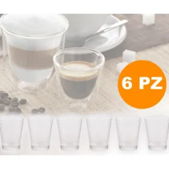 6 BICCHIERI BICCHIERINI BICCHIERE CAFFE' IN VETRO CAFFEINO MAROCCHINO 60ML