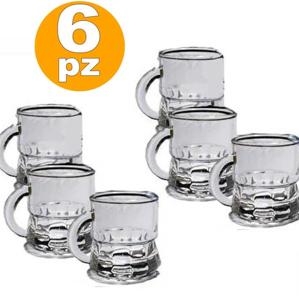 6 BICCHIERINI DA LIQUORE MINI BOCCALE CICCHETTO SHOT RUM VODKA IN VETRO CHUPITOS