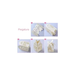 15 BOMBONIERA SCATOLINA AVORIO SPOSI CUBO PORTACONFETTI SEGNAPOSTO MATRIMONIO