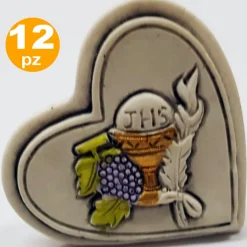 12 BOMBONIERE CUORE COMUNIONE EUCARESTIA CALICE BIANCO CERAMICA SOPRAMMOBILE