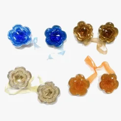 2 CALAMITE FIORI FIORE BRILLANTINATO FERMATENDA GLITTER STRASS FERMA TENDA