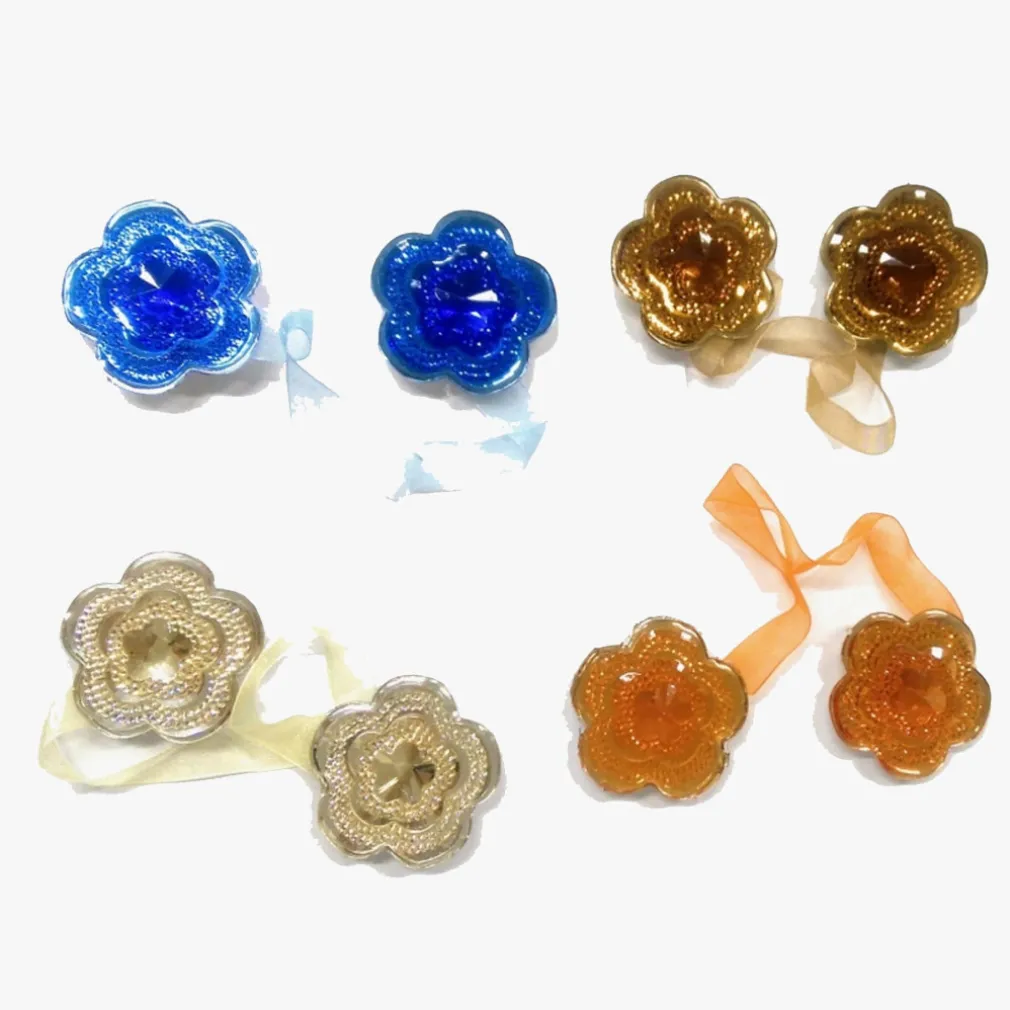 2 CALAMITE FIORI FIORE BRILLANTINATO FERMATENDA GLITTER STRASS FERMA TENDA