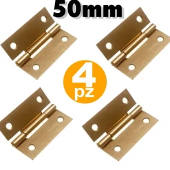 4 CERNIERE 50 MM A LIBRO CON KIT DI VITI APERTURA PER ANTE PENSILI MOBILI CUCINA