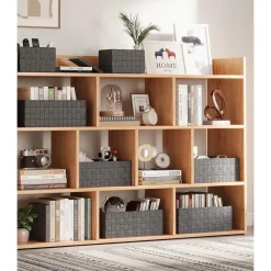 3 CESTINI TESSUTO SCATOLE ORGANIZER BAGNO PORTAOGGETTI MAKEUP GRIGIO SCURO 79050