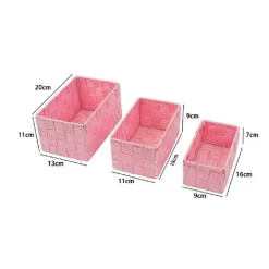 3 CESTINI TESSUTO SCATOLE ORGANIZER BAGNO PORTA OGGETTI BAGNOSCHIUMA ROSA 79053