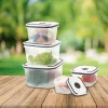5 CONTENITORI ALIMENTI IN PLASTICA CON COPERCHIO VENTILATO MICROONDE IMPILABILE