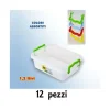 12 CONTENITORI PLASTICA 1 LT CIBO ALIMENTI FRIGORIFERO RETTANGOLARI MANICI