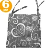 6 COPRISEDIA CUSCINI CUORI GRIGIO CON 2 LACCETTI LACCI CUSCINO SEDIE IMBOTTITO