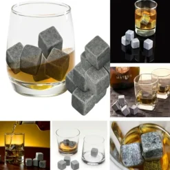 9 CUBETTI IN PIETRA OLLARE NATURALE GRIGIO PER WHISKY GHIACCIO REFRIGERANTE