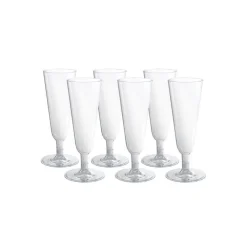 6 FLUTE BICCHIERI PLASTICA TRASPARENTI CALICE SPUMANTE CHAMPAGNE FESTE NATALE