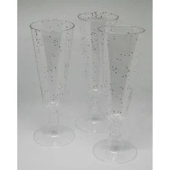 6 FLUTE BICCHIERI PLASTICA TRASPARENTI CALICE SPUMANTE CHAMPAGNE FESTE NATALE