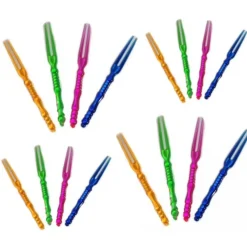 90 FORCHETTINE IN PLASTICA TRASPARENTI COLORATE 2 PUNTE PER FRUTTA APERITIVO