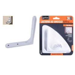 2 LASTRINE AD ANGOLO 100X100MM BIANCA SOSTEGNO STAFFA ANGOLARE VITI MOBILE 94782
