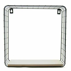 2 MENSOLE DA PARETE MODERNE DESIGN CUBO MENSOLA SCAFFALE LEGNO METALLO NERO