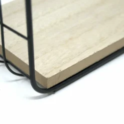 2 MENSOLE DA PARETE MODERNE DESIGN CUBO MENSOLA SCAFFALE LEGNO METALLO NERO