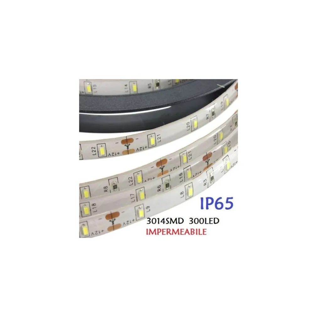5 METRI STRIP STRISCIA 300 LED 3014 SMD PER ESTERNO IP65 12 V DC CALDO FREDDO