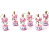 6 MINI CARILLON COLORE ROSA GIOSTRA CAVALLI DECORAZIONE IN LEGNO 8X3.5CM GANCIO