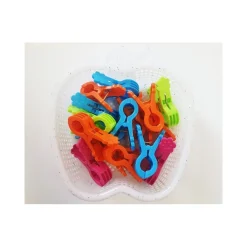 16 MOLLETTE CON CESTINO MELA MOLLETTINE PINZE IN PLASTICA STENDINO BIANCHERIA