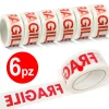 6 NASTRO ADESIVO PER IMBALLAGGIO CHIUSURA SCATOLI 48MM X 132MT SCRITTA FRAGILE