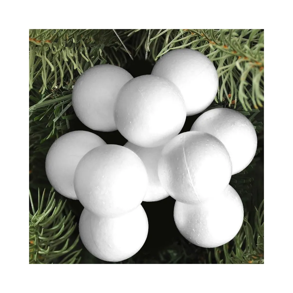 50 PALLINE DI POLISTIROLO CONFEZIONE PALLA NATALIZIA 6CM DECORAZIONI NATALIZIE