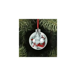 3 PALLINE NATALIZIE TRASPARENTI CON STAMPA BABBO NATALE NASTRO COLORE ROSSO