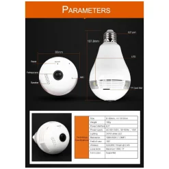 360° PANORAMICA MINI WIFI IP TELECAMERA LAMPADINA NASCOSTA CAMERA 960P LAMPADA