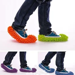 2 PANTOFOLE MOP PULISCI CASA PAVIMENTO IN MICROFIBRA COPRISCARPA CATTURA POLVERE