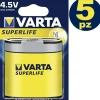 5 PEZZI BATTERIA PILA BATTERIA VARTA SUPERLIFE 4.5V 3LR12 PIATTA ALCALINA