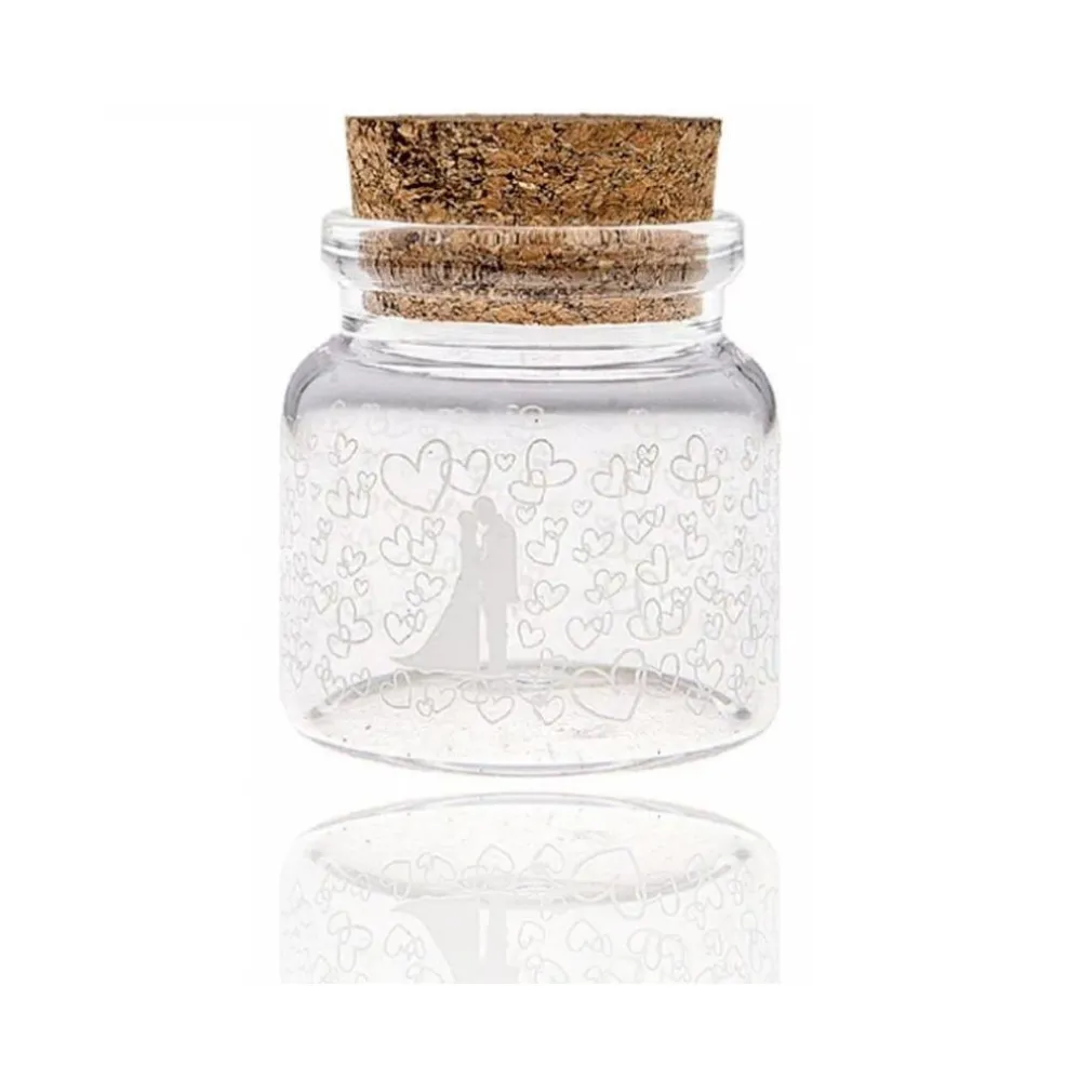 24 PEZZI BOMBONIERA BOMBONIERE AMPOLLA 4.7X5CM VETRO CUORI PORTA CONFETTI RISO