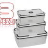 3 PEZZI CONTENITORE CUCINA PER CIBO PRANZO PLASTICA TRASPARENTE SALVA FRESCHEZZA
