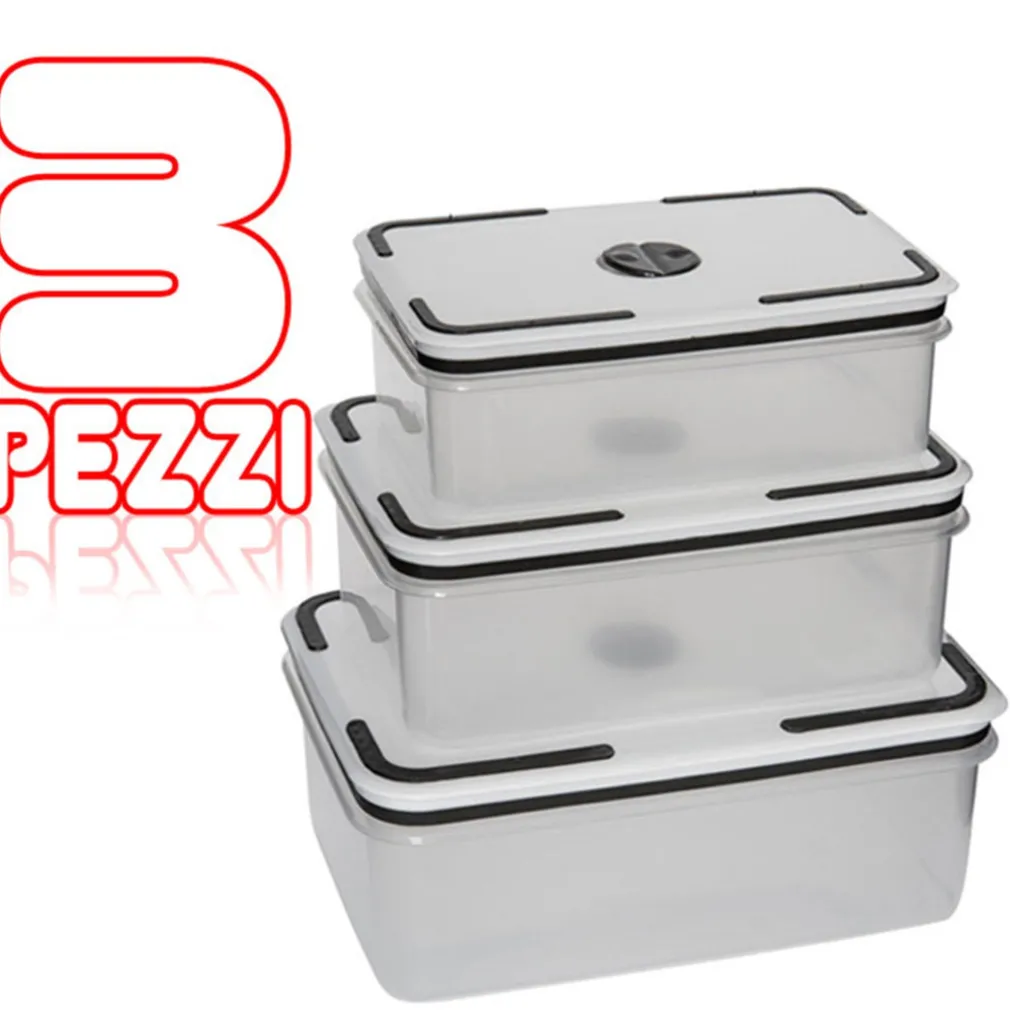 3 PEZZI CONTENITORE CUCINA PER CIBO PRANZO PLASTICA TRASPARENTE SALVA FRESCHEZZA
