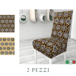 2 PEZZI COPRISEDIA FODERA PER SEDIA E SCHIENALE FANTASIA IN STAMPA DIGITALE 3D