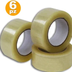 6 PEZZI NASTRO ADESIVO TRASPARENTE ROTOLO 4.5CM X 30 M DA IMBALLAGGIO SCATOLE