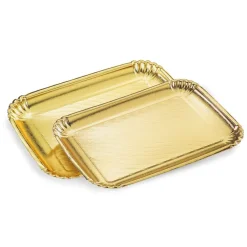 2 PEZZI VASSOIO PORTA SOTTO TORTA 20X28CM ORO RETTANGOLARE PIATTO DOLCI CARTONE