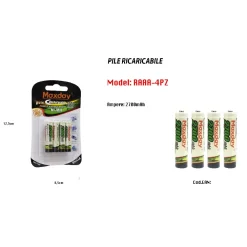 4 PILE AAA BATTERIE RICARICABILI MINI STILO 2700 MAH MINISTILO UNIVERSALI PILA