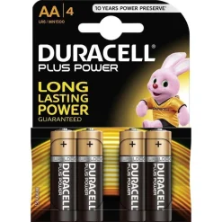 4 PILE BATTERIE STILO DURACELL ALKALINE PLUS POWER AA STILO 1,5v MN1500