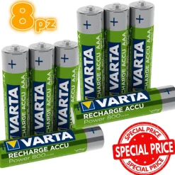 8 PILE VARTA MINI STILO BATTERIE MINISTILO AAA RICARICABILE RICARICABILI 800mAh