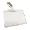 12 PORTA BADGE IN PLASTICA RIGIDA TRASPARENTE CON CLIP PORTABIGLIETTI 90X55 MM