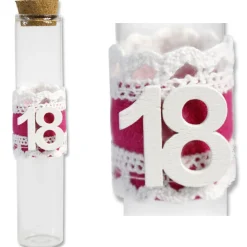 12 PORTA CONFETTI VETRO BOMBONIERA 18 ANNI DICIOTTESIMO COMPLEANNO ROSA FEMMINA