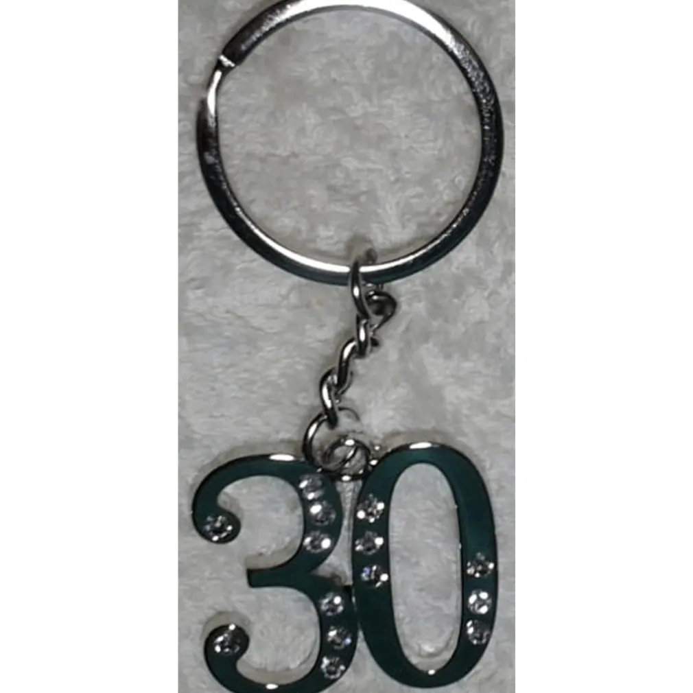 12 PORTACHIAVI PORTA CHIAVE CON NUMERO 30 BOMBONIERE CONFETTI PER COMPLEANNO