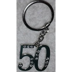 12 PORTACHIAVI PORTA CHIAVE CON NUMERO 50 BOMBONIERE CONFETTI PER COMPLEANNO